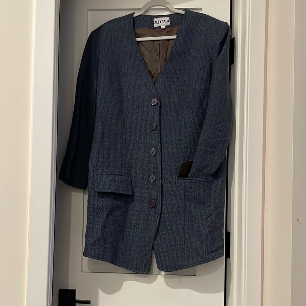 100% Wool Vintage Italian Tweed Knee-Length Coat